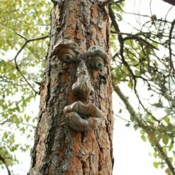 3D Tree Face Art Ornaments - Funny Old Man Face Sculpture - Decorazione Da Giardino