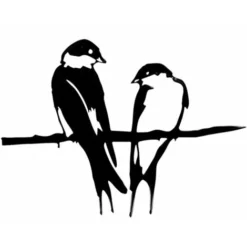 Sagoma Di Uccello In Metallo, 2 Uccelli Sul Ramo Decorazione Di Uccelli In Metallo Da Giardino In Metallo