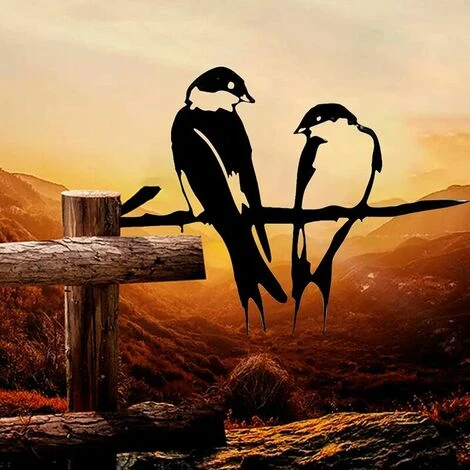 Sagoma Di Uccello In Metallo, 2 Uccelli Sul Ramo Decorazione Di Uccelli In Metallo Da Giardino In Metallo 5 Sagoma Di Uccello In Metallo, 2 Uccelli Sul Ramo Decorazione Di Uccelli In Metallo Da Giardino In Metallo - immagine 5