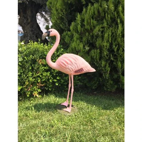 Fenicottero Flamingo Rosa Con Base H. 90 Cm Decorazione Da Giardino In Plastica 2 Fenicottero Flamingo Rosa Con Base H. 90 Cm Decorazione Da Giardino In Plastica - immagine 2