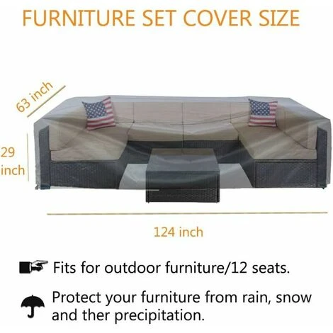 Fodera Per Mobili Da Giardino Fodera Per Mobili Componibili Per Esterni Di Grandi Dimensioni, Fodere Per Divani Per Sedie Da Tavolo, Copertura Protettiva Impermeabile Antipolvere Anti UV/vento (124"x6 5 Fodera Per Mobili Da Giardino Fodera Per Mobili Componibili Per Esterni Di Grandi Dimensioni, Fodere Per Divani Per Sedie Da Tavolo, Copertura Protettiva Impermeabile Antipolvere Anti UV/vento (124"x6 - immagine 5