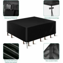 Copertura Per Mobili Da Giardino, Copertura Per Mobili Da Esterno, Tavolo Da Giardino, Impermeabile, Resistente Ai Raggi UV, Fodera In Tessuto Oxford 600D Per Mobili E Divani, Rettangolare 18012074 Cm -OUTSUN Giardino Negozio 97072598 3