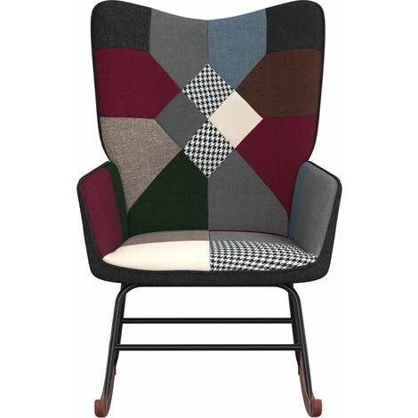 Nova Sedia A Dondolo In Tessuto Patchwork Disponibile In Varie Tonalità Colore : Verde - Multicolore 2 Nova Sedia A Dondolo In Tessuto Patchwork Disponibile In Varie Tonalità Colore : Verde - Multicolore - immagine 2