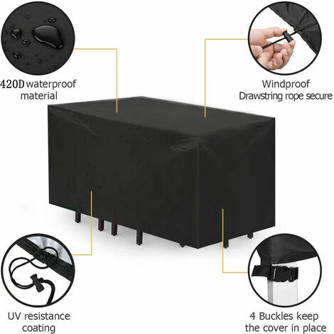 Coprisedile Per Mobili Da Giardino Coprisedia E Tavolo Da Giardino Impermeabile Mobili Da Giardino Protezione Da Giardino Per Esterni Mobili Da Giardino Tessuto Oxford 420D (225 116 82 Cm)-Nero 2 Coprisedile Per Mobili Da Giardino Coprisedia E Tavolo Da Giardino Impermeabile Mobili Da Giardino Protezione Da Giardino Per Esterni Mobili Da Giardino Tessuto Oxford 420D (225 116 82 Cm)-Nero - immagine 2