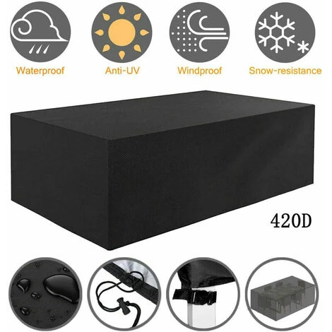 Coprisedile Per Mobili Da Giardino Coprisedia E Tavolo Da Giardino Impermeabile Mobili Da Giardino Protezione Da Giardino Per Esterni Mobili Da Giardino Tessuto Oxford 420D (225 116 82 Cm)-Nero 3 Coprisedile Per Mobili Da Giardino Coprisedia E Tavolo Da Giardino Impermeabile Mobili Da Giardino Protezione Da Giardino Per Esterni Mobili Da Giardino Tessuto Oxford 420D (225 116 82 Cm)-Nero - immagine 3