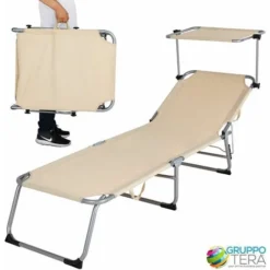 Lettino Prendisole Tettuccio Parasole Sdraio Mare Beige 3 Posizioni Pieghevole 8 Lettino Prendisole Tettuccio Parasole Sdraio Mare Beige 3 Posizioni Pieghevole -OUTSUN Giardino Negozio 97776140 4