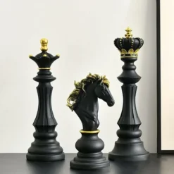 Scultura Scacchi - Decorazione Internazionale - Scacchi - Statua In Resina - Collezione Personale (Black King Trumpet QH - 21011) -OUTSUN Giardino Negozio 97821534 4