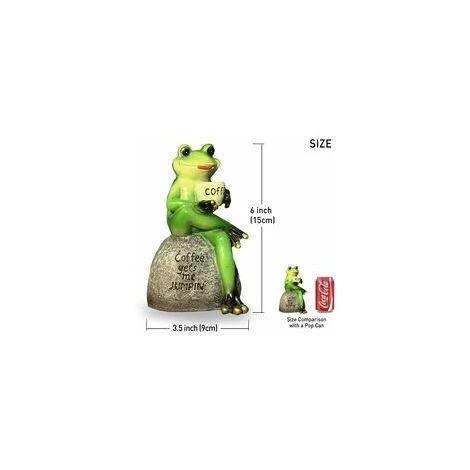 Statua Da Giardino Statua Rana Verde Che Beve Caffè - Decorazione Per Interni O Esterni - Tazza Beige 15 Cm 2 Statua Da Giardino Statua Rana Verde Che Beve Caffè - Decorazione Per Interni O Esterni - Tazza Beige 15 Cm - immagine 2