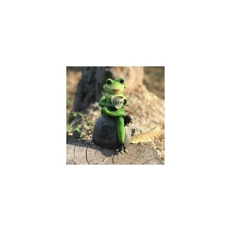 Statua Da Giardino Statua Rana Verde Che Beve Caffè - Decorazione Per Interni O Esterni - Tazza Beige 15 Cm 4 Statua Da Giardino Statua Rana Verde Che Beve Caffè - Decorazione Per Interni O Esterni - Tazza Beige 15 Cm - immagine 4