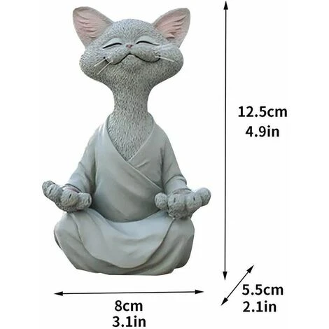 Statua Di Meditazione Statua Di Gatto Zen Yoga Decorazione Figura Resina Meditazione Yoga Decor Feng Shui Ornamento Scultura Collezione Craft Prato Giardino Decor (Grigio) 4 Statua Di Meditazione Statua Di Gatto Zen Yoga Decorazione Figura Resina Meditazione Yoga Decor Feng Shui Ornamento Scultura Collezione Craft Prato Giardino Decor (Grigio) - immagine 4