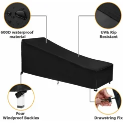 200 X 75 X 40 X 70 Cm 420D Coprisedile In Tessuto Oxford Nero -OUTSUN Giardino Negozio 98117488 4