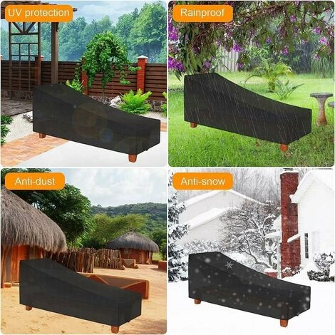 Copertura Per Lettino Prendisole, Impermeabile, Antivento, Anti-UV Per Lettino Da Giardino, Con Borsa Per Il Trasporto Oxford (nero, 210x75x40/80cm) 5 Copertura Per Lettino Prendisole, Impermeabile, Antivento, Anti-UV Per Lettino Da Giardino, Con Borsa Per Il Trasporto Oxford (nero, 210x75x40/80cm) - immagine 5