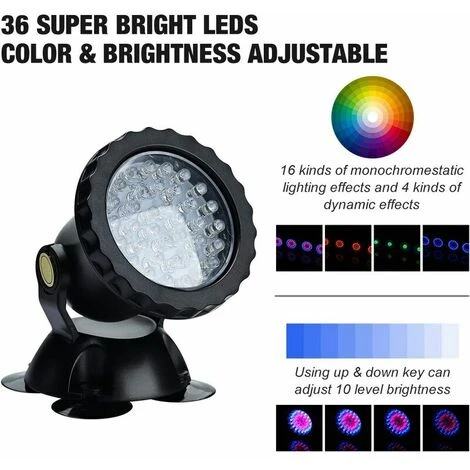 Proiettore Per Acquario RGB, Luce Per Pesci Sommergibile Sott'acqua, Lampada A LED Impermeabile IP68 Luce Ad Angolo Regolabile Con Telecomando Per Fontana Da Giardino Con Laghetto (confezione Da 2) 4 Proiettore Per Acquario RGB, Luce Per Pesci Sommergibile Sott'acqua, Lampada A LED Impermeabile IP68 Luce Ad Angolo Regolabile Con Telecomando Per Fontana Da Giardino Con Laghetto (confezione Da 2) - immagine 4