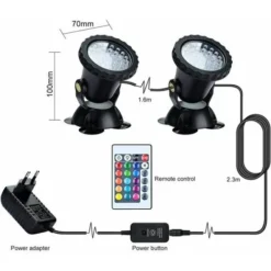 Proiettore Per Acquario RGB, Luce Per Pesci Sommergibile Sott'acqua, Lampada A LED Impermeabile IP68 Luce Ad Angolo Regolabile Con Telecomando Per Fontana Da Giardino Con Laghetto (confezione Da 2) 9 Proiettore Per Acquario RGB, Luce Per Pesci Sommergibile Sott'acqua, Lampada A LED Impermeabile IP68 Luce Ad Angolo Regolabile Con Telecomando Per Fontana Da Giardino Con Laghetto (confezione Da 2) -OUTSUN Giardino Negozio 98702700 5