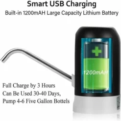 Distributore Di Acqua In Bottiglia, Pompa Per Acqua Potabile Con Ricarica USB Distributore Di Acqua Elettrico Portatile Interruttore Per Bottiglia D'acqua Per Bottiglia Universale Da 5 Galloni (nero) 8 Distributore Di Acqua In Bottiglia, Pompa Per Acqua Potabile Con Ricarica USB Distributore Di Acqua Elettrico Portatile Interruttore Per Bottiglia D'acqua Per Bottiglia Universale Da 5 Galloni (nero) -OUTSUN Giardino Negozio 99411389 4