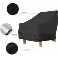 Fodera Per Poltrona Da Giardino Per Esterni Sedile Profondo 210D Fodera Per Sedia Da Giardino Impermeabile Antivento Anti UV Con Corda Regolabile,80x85x91.5cm (210D(Nero)) -OUTSUN Giardino Negozio 99549478 2
