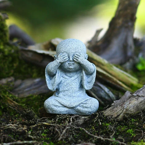 Mini Statua Di Buddha Decorazione Acquario Zen Arenaria Piccolo Monaco Figurine Decor 4 Pezzi,Grigio 3 Mini Statua Di Buddha Decorazione Acquario Zen Arenaria Piccolo Monaco Figurine Decor 4 Pezzi,Grigio - immagine 3