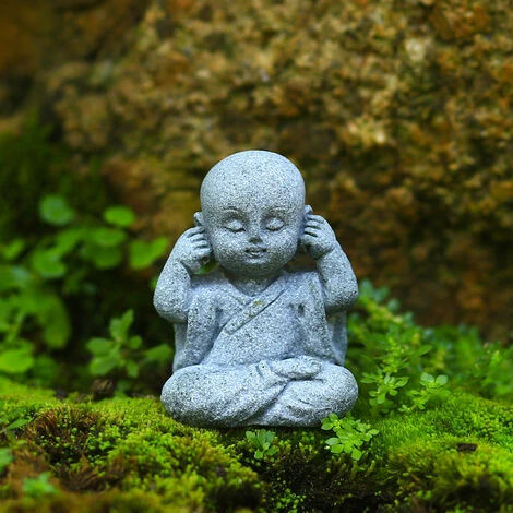 Mini Statua Di Buddha Decorazione Acquario Zen Arenaria Piccolo Monaco Figurine Decor 4 Pezzi,Grigio 4 Mini Statua Di Buddha Decorazione Acquario Zen Arenaria Piccolo Monaco Figurine Decor 4 Pezzi,Grigio - immagine 4