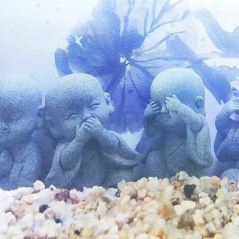 Mini Statua Di Buddha Decorazione Acquario Zen Arenaria Piccolo Monaco Figurine Decor 4 Pezzi,Grigio 5 Mini Statua Di Buddha Decorazione Acquario Zen Arenaria Piccolo Monaco Figurine Decor 4 Pezzi,Grigio - immagine 5