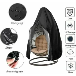 Fodera Per Sedia Sospesa Oxford Protettiva Antipolvere Impermeabile Per Patio, Sedia A Dondolo, Sedia Galleggiante (nero) 7 Fodera Per Sedia Sospesa Oxford Protettiva Antipolvere Impermeabile Per Patio, Sedia A Dondolo, Sedia Galleggiante (nero) -OUTSUN Giardino Negozio 99854492 3