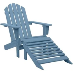 Sedie Da Giardino Sedie Poltrona Da Esterno Adirondack Con Ottomana Massello Di Abete Blu ITD66775
